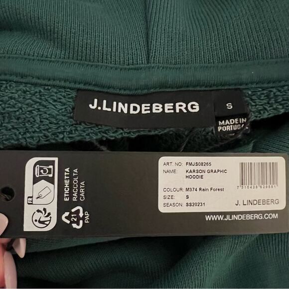 J. LINDEBERG Karson Graphic Hoodie 1996 Wild Life Rain Forest Green Small NEW - Picture 7 of 9